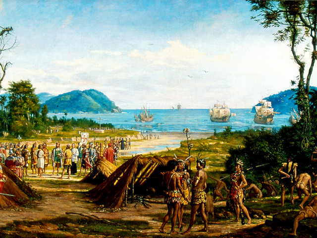 São Vicente, por Benedito Calixto, Museu Paulista da USP, foto José Rosael-Helio Nobre - Praias do Brasil